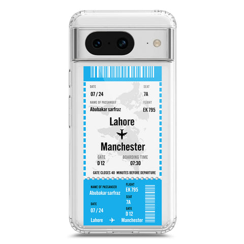 Google Pixel 8a Cover - Personalised Boarding Pass Ticket Series - Clear Phone Case - Soft Silicon Borders