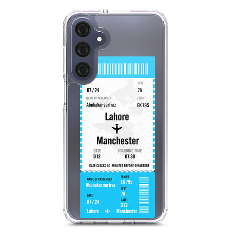 Samsung Galaxy A16 Cover - Personalised Boarding Pass Ticket Series - Clear Phone Case - Soft Silicon Borders