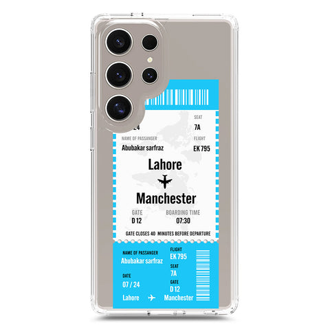 Samsung Galaxy S25 Ultra Cover - Personalised Boarding Pass Ticket Series - Clear Phone Case - Soft Silicon Borders