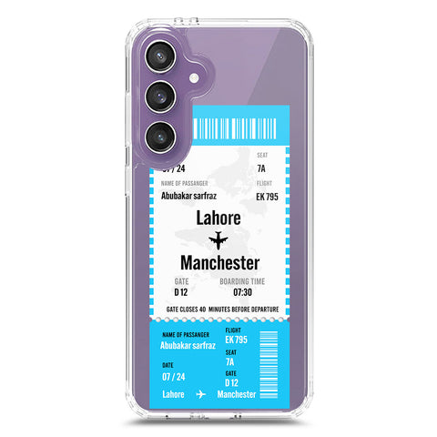 Samsung Galaxy S24 FE Cover - Personalised Boarding Pass Ticket Series - Clear Phone Case - Soft Silicon Borders