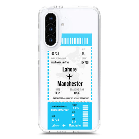 Samsung Galaxy A56 Cover - Personalised Boarding Pass Ticket Series - Clear Phone Case - Soft Silicon Borders