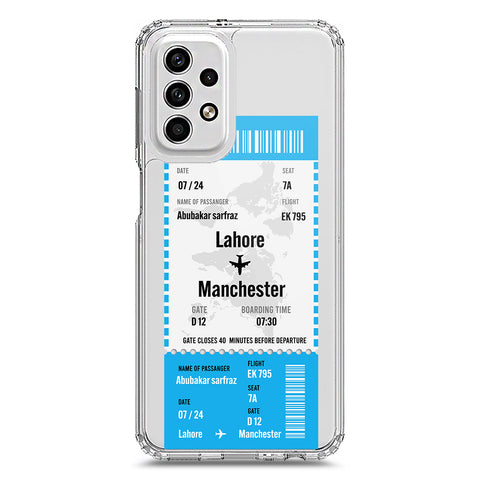 Samsung Galaxy A23 5G Cover - Personalised Boarding Pass Ticket Series - Clear Phone Case - Soft Silicon Borders