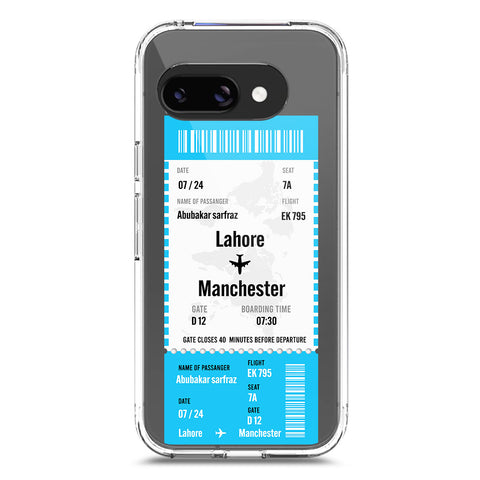 Google Pixel 9a Cover - Personalised Boarding Pass Ticket Series - Clear Phone Case - Soft Silicon Borders
