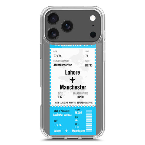 iPhone 17 Pro Max Cover - Personalised Boarding Pass Ticket Series - Clear Phone Case - Soft Silicon Borders