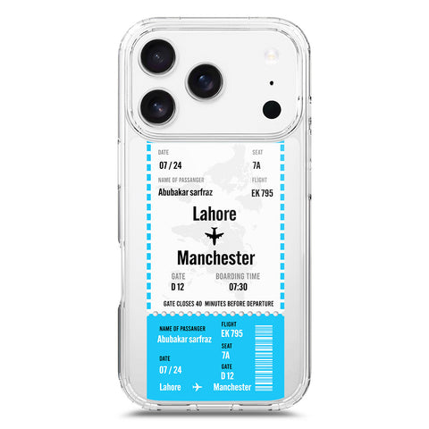 iPhone 17 Pro Cover - Personalised Boarding Pass Ticket Series - Clear Phone Case - Soft Silicon Borders