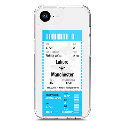 iPhone 16e Cover - Personalised Boarding Pass Ticket Series - Clear Phone Case - Soft Silicon Borders