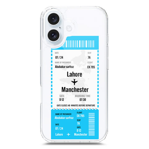 iPhone 17 Cover - Personalised Boarding Pass Ticket Series - Clear Phone Case - Soft Silicon Borders