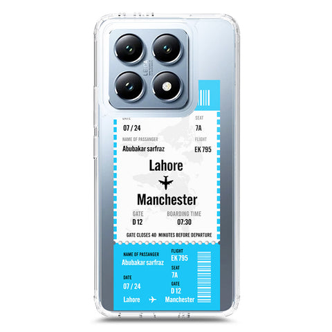 Xiaomi 14T Cover - Personalised Boarding Pass Ticket Series - Clear Phone Case - Soft Silicon Borders