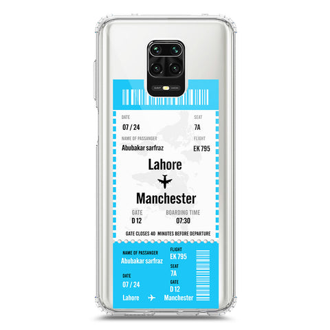 Xiaomi Redmi Note 9 Pro Max Cover - Personalised Boarding Pass Ticket Series - Clear Phone Case - Soft Silicon Borders