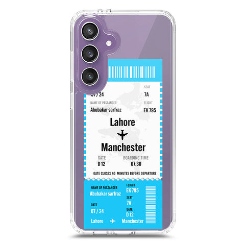 Samsung Galaxy S25 FE Cover - Personalised Boarding Pass Ticket Series - Clear Phone Case - Soft Silicon Borders