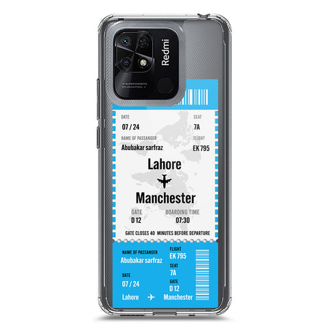 Xiaomi Redmi 10C Cover - Personalised Boarding Pass Ticket Series - Clear Phone Case - Soft Silicon Borders