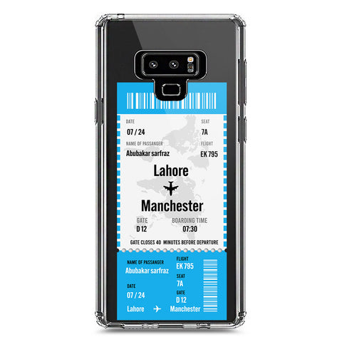 Samsung Galaxy Note 9 Cover - Personalised Boarding Pass Ticket Series - Clear Phone Case - Soft Silicon Borders