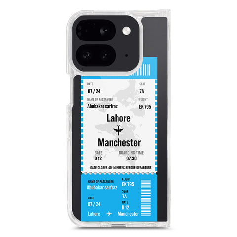 Google Pixel 9 Pro Fold Cover - Personalised Boarding Pass Ticket Series - Clear Phone Case - Soft Silicon Borders