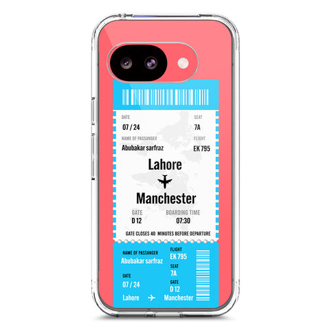 Google Pixel 10a Cover - Personalised Boarding Pass Ticket Series - Clear Phone Case - Soft Silicon Borders