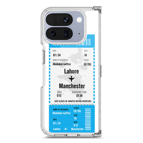 Google Pixel 10 Pro Fold Cover - Personalised Boarding Pass Ticket Series - Clear Phone Case - Soft Silicon Borders