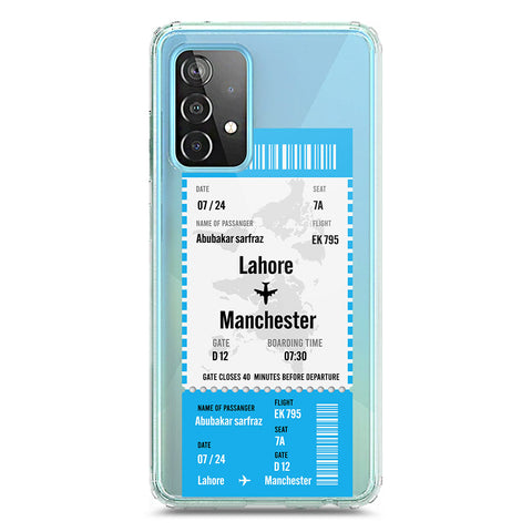 Samsung Galaxy A52 Cover - Personalised Boarding Pass Ticket Series - Clear Phone Case - Soft Silicon Borders