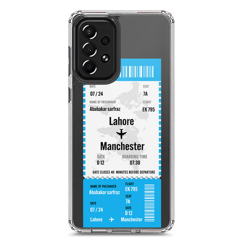 Samsung Galaxy A73 5G Cover - Personalised Boarding Pass Ticket Series - Clear Phone Case - Soft Silicon Borders