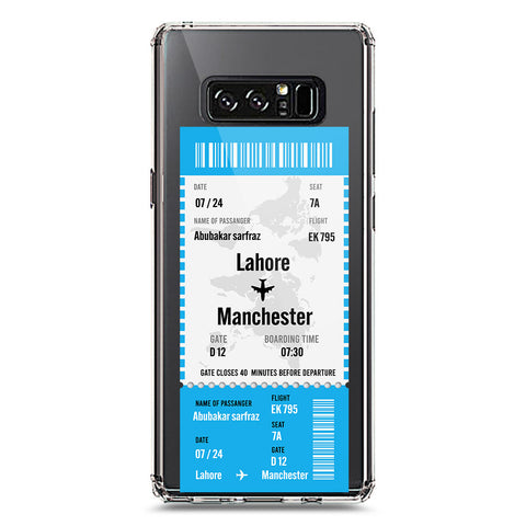 Samsung Galaxy Note 8 Cover - Personalised Boarding Pass Ticket Series - Clear Phone Case - Soft Silicon Borders