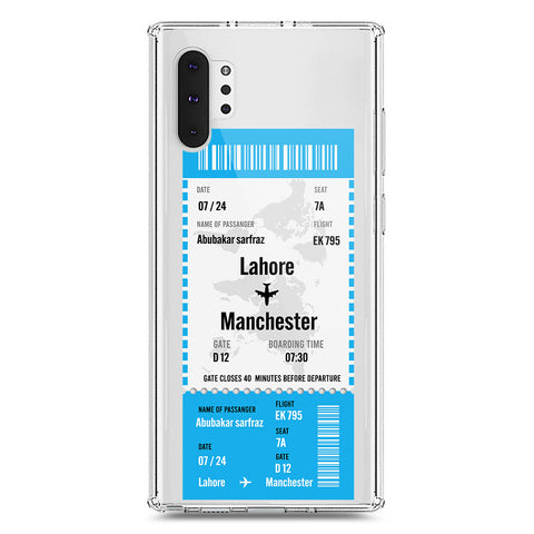 Samsung Galaxy Note 10 Plus Cover - Personalised Boarding Pass Ticket Series - Clear Phone Case - Soft Silicon Borders