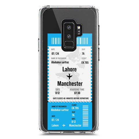 Samsung Galaxy S9 Plus Cover - Personalised Boarding Pass Ticket Series - Clear Phone Case - Soft Silicon Borders