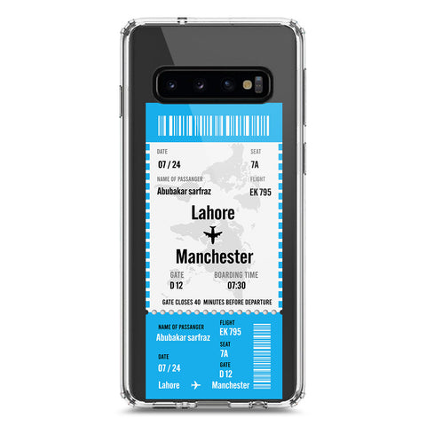 Samsung Galaxy S10 Cover - Personalised Boarding Pass Ticket Series - Clear Phone Case - Soft Silicon Borders