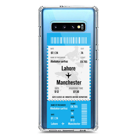 Samsung Galaxy S10 Plus Cover - Personalised Boarding Pass Ticket Series - Clear Phone Case - Soft Silicon Borders