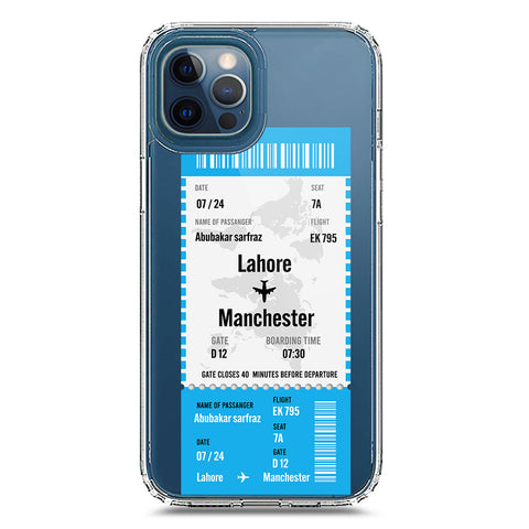 iPhone 12 Pro Max Cover - Personalised Boarding Pass Ticket Series - Clear Phone Case - Soft Silicon Borders