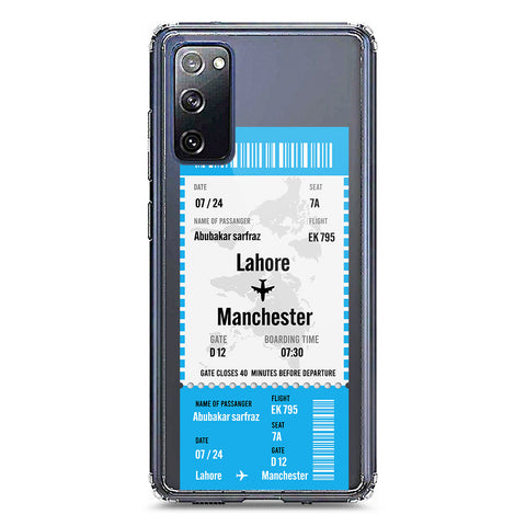 Samsung Galaxy S20 FE Cover - Personalised Boarding Pass Ticket Series - Clear Phone Case - Soft Silicon Borders