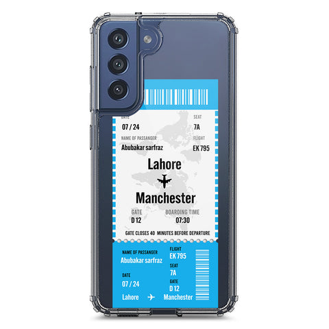 Samsung Galaxy S21 FE 5G Cover - Personalised Boarding Pass Ticket Series - Clear Phone Case - Soft Silicon Borders