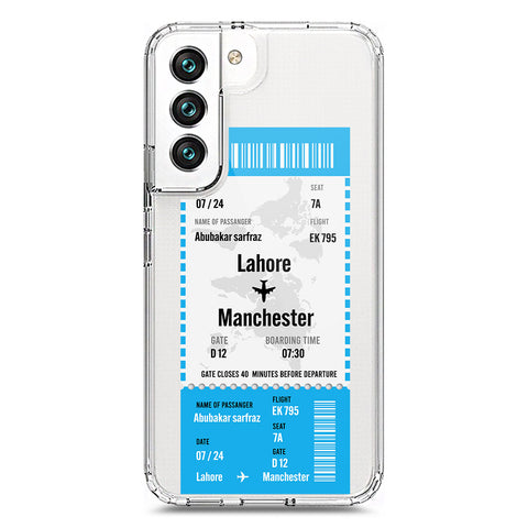 Samsung Galaxy S22 5G Cover - Personalised Boarding Pass Ticket Series - Clear Phone Case - Soft Silicon Borders