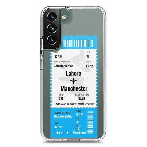 Samsung Galaxy S22 Plus 5G Cover - Personalised Boarding Pass Ticket Series - Clear Phone Case - Soft Silicon Borders