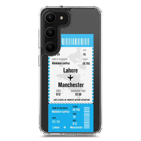 Samsung Galaxy S23 5G Cover - Personalised Boarding Pass Ticket Series - Clear Phone Case - Soft Silicon Borders