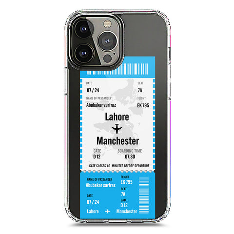 iPhone 13 Pro Max Cover - Personalised Boarding Pass Ticket Series - Clear Phone Case - Soft Silicon Borders