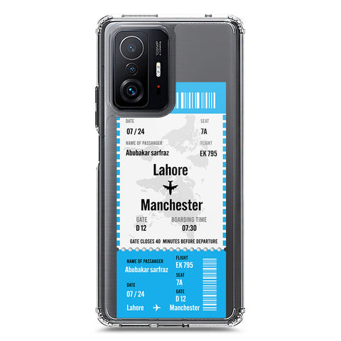 Xiaomi Mi 11T Cover - Personalised Boarding Pass Ticket Series - Clear Phone Case - Soft Silicon Borders