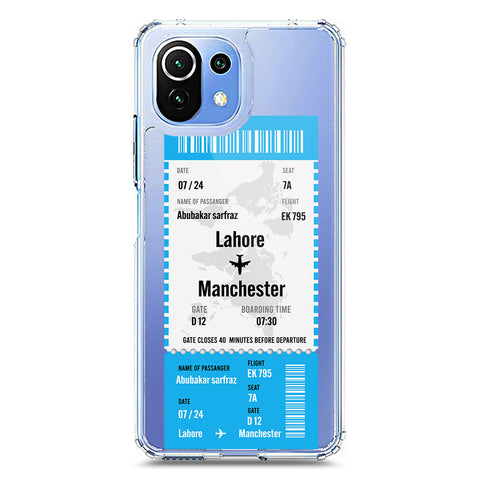 Xiaomi 11 Lite 5G NE Cover - Personalised Boarding Pass Ticket Series - Clear Phone Case - Soft Silicon Borders