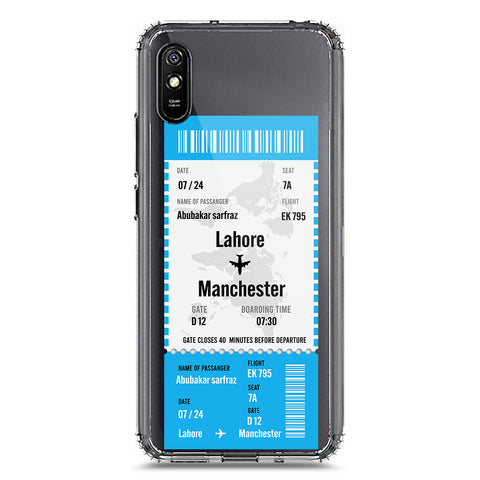 Xiaomi Redmi 9i Cover - Personalised Boarding Pass Ticket Series - Clear Phone Case - Soft Silicon Borders