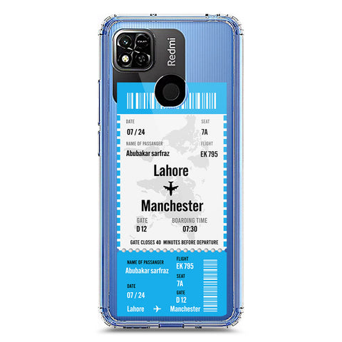 Xiaomi Redmi 9C Cover - Personalised Boarding Pass Ticket Series - Clear Phone Case - Soft Silicon Borders