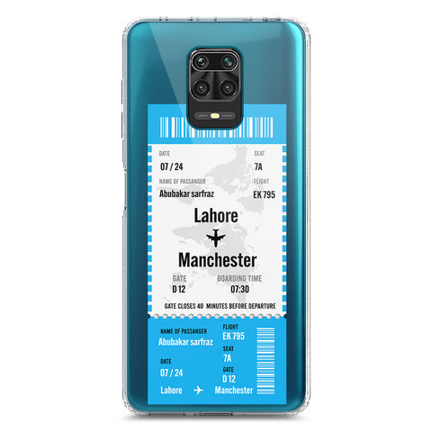 Xiaomi Redmi Note 9 Pro Cover - Personalised Boarding Pass Ticket Series - Clear Phone Case - Soft Silicon Borders