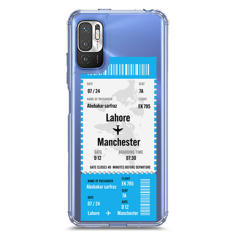 Xiaomi Redmi Note 10T 5G Cover - Personalised Boarding Pass Ticket Series - Clear Phone Case - Soft Silicon Borders