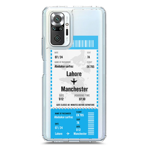 Xiaomi Redmi Note 10 Pro 4G Cover - Personalised Boarding Pass Ticket Series - Clear Phone Case - Soft Silicon Borders