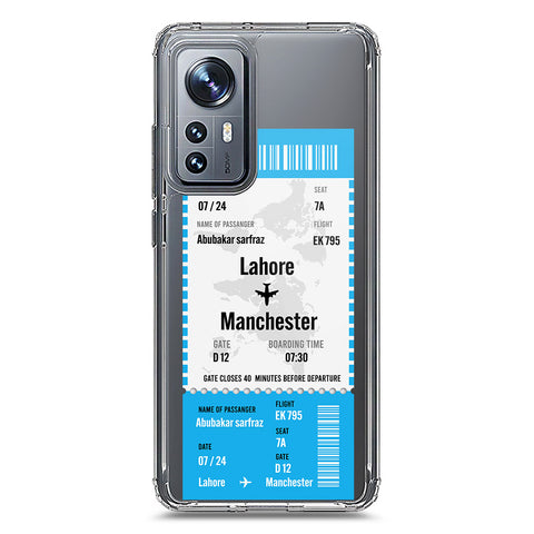 Xiaomi 12 Cover - Personalised Boarding Pass Ticket Series - Clear Phone Case - Soft Silicon Borders