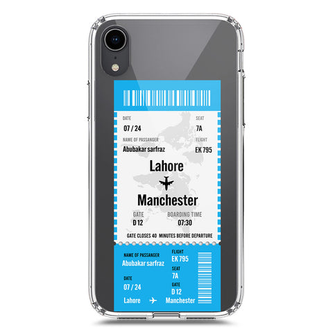 iPhone XR Cover - Personalised Boarding Pass Ticket Series - Clear Phone Case - Soft Silicon Borders
