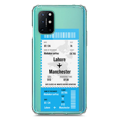 OnePlus 8T Cover - Personalised Boarding Pass Ticket Series - Clear Phone Case - Soft Silicon Borders