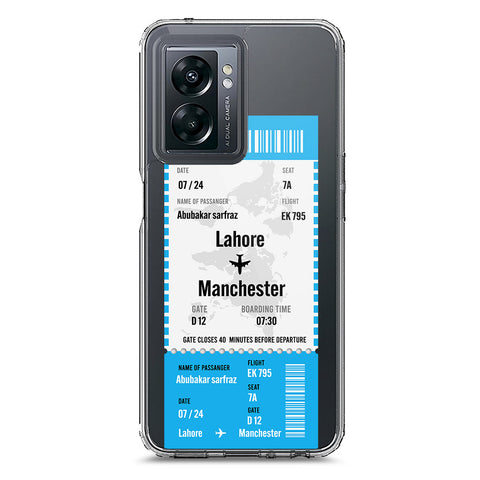 Oppo A57 4G 2022 Cover - Personalised Boarding Pass Ticket Series - Clear Phone Case - Soft Silicon Borders