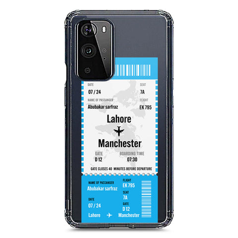 OnePlus 9 Pro Cover - Personalised Boarding Pass Ticket Series - Clear Phone Case - Soft Silicon Borders