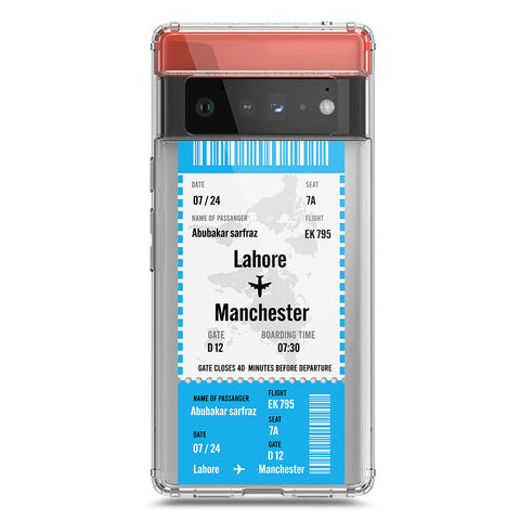 Google Pixel 6 Pro Cover - Personalised Boarding Pass Ticket Series - Clear Phone Case - Soft Silicon Borders