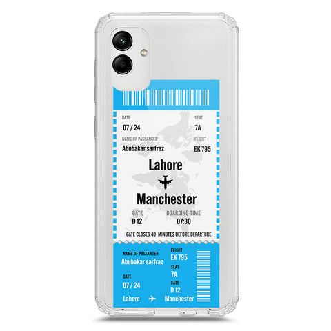 Samsung Galaxy M02s Cover - Personalised Boarding Pass Ticket Series - Clear Phone Case - Soft Silicon Borders