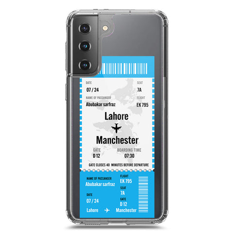 Samsung Galaxy S21 Plus 5G Cover - Personalised Boarding Pass Ticket Series - Clear Phone Case - Soft Silicon Borders