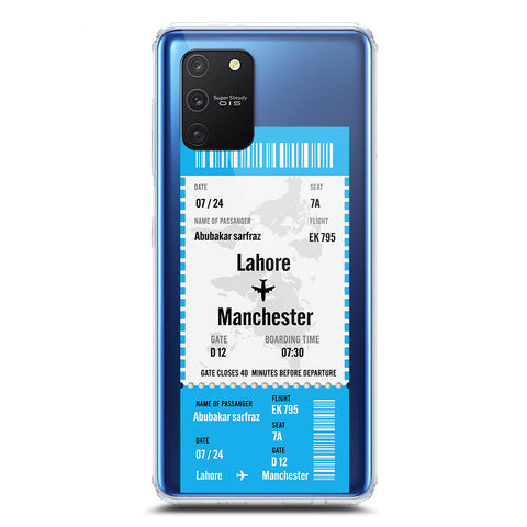 Samsung Galaxy S10 Lite Cover - Personalised Boarding Pass Ticket Series - Clear Phone Case - Soft Silicon Borders