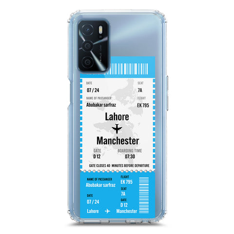 Oppo A55 5G Cover - Personalised Boarding Pass Ticket Series - Clear Phone Case - Soft Silicon Borders